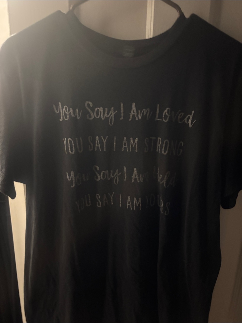 Tultex Black Short Sleeve Tee with Silver Script Affirmation